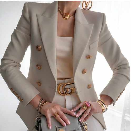 Women's New Solid Color Fashion Casual Suit Short Jacket