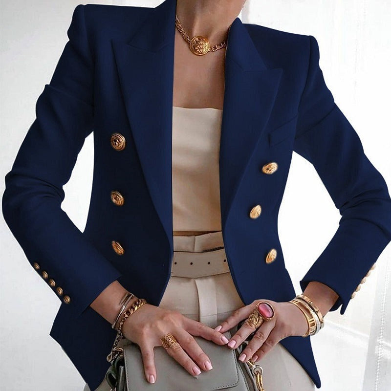 Women's New Solid Color Fashion Casual Suit Short Jacket