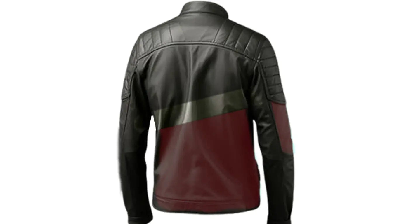 Three Toned Leather Jacket with Shoulder Padding LUXE LEATHER