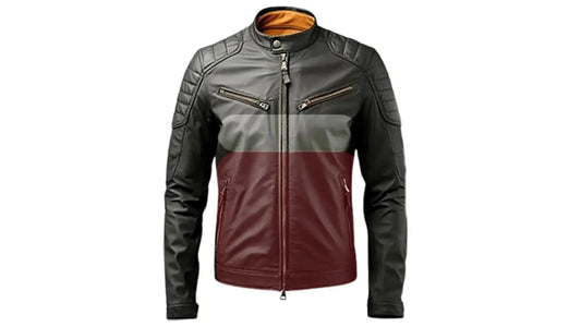 Three Toned Leather Jacket with Shoulder Padding LUXE LEATHER