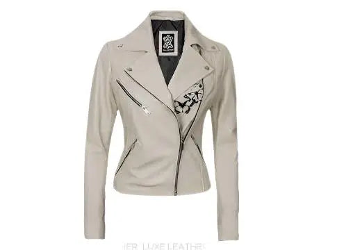 Women's Leather Jacket featuring Butterfly Design LUXE LEATHER