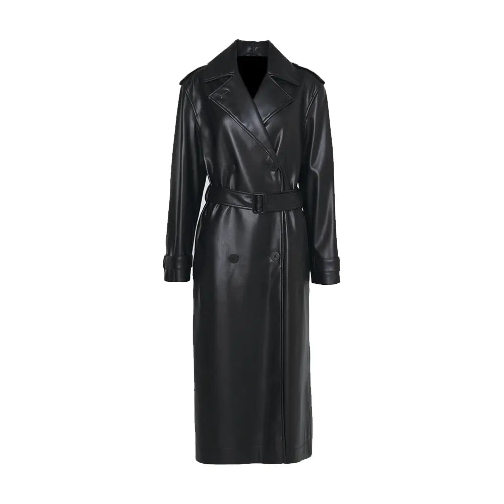 Women's Black Leather Trench Coat LUXE LEATHER