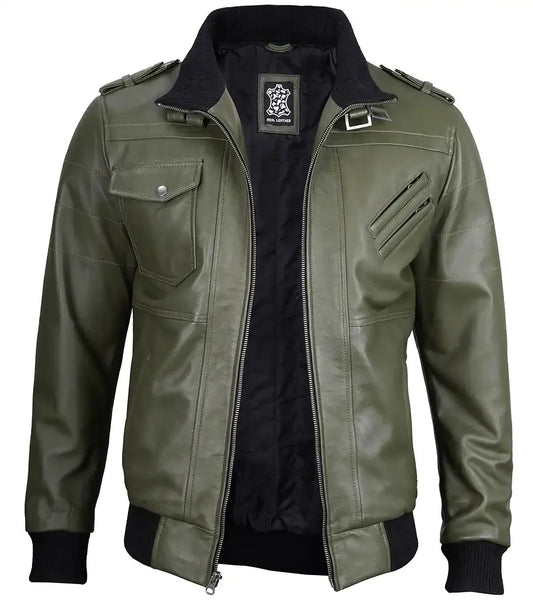 Mens Leather Jacket with Removable Hood LUXE LEATHER