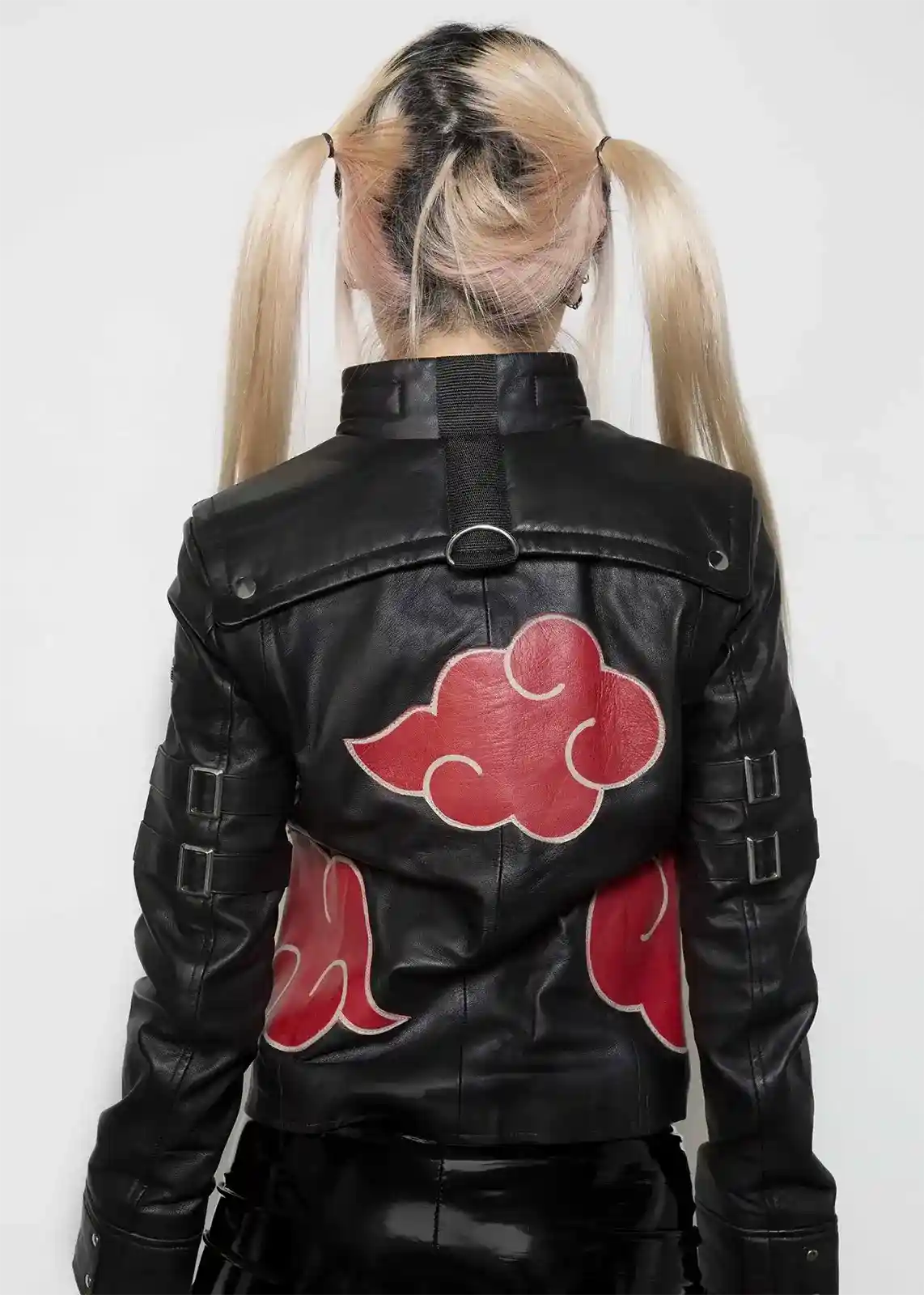 Womens Itachi and Sasuke's black cloak Black Cloak Leather Jacket