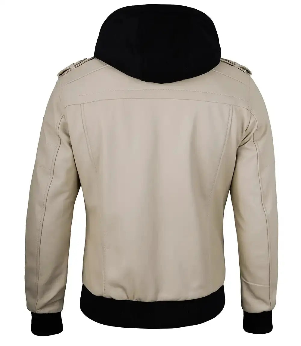 Mens Leather Jacket with Removable Hood LUXE LEATHER