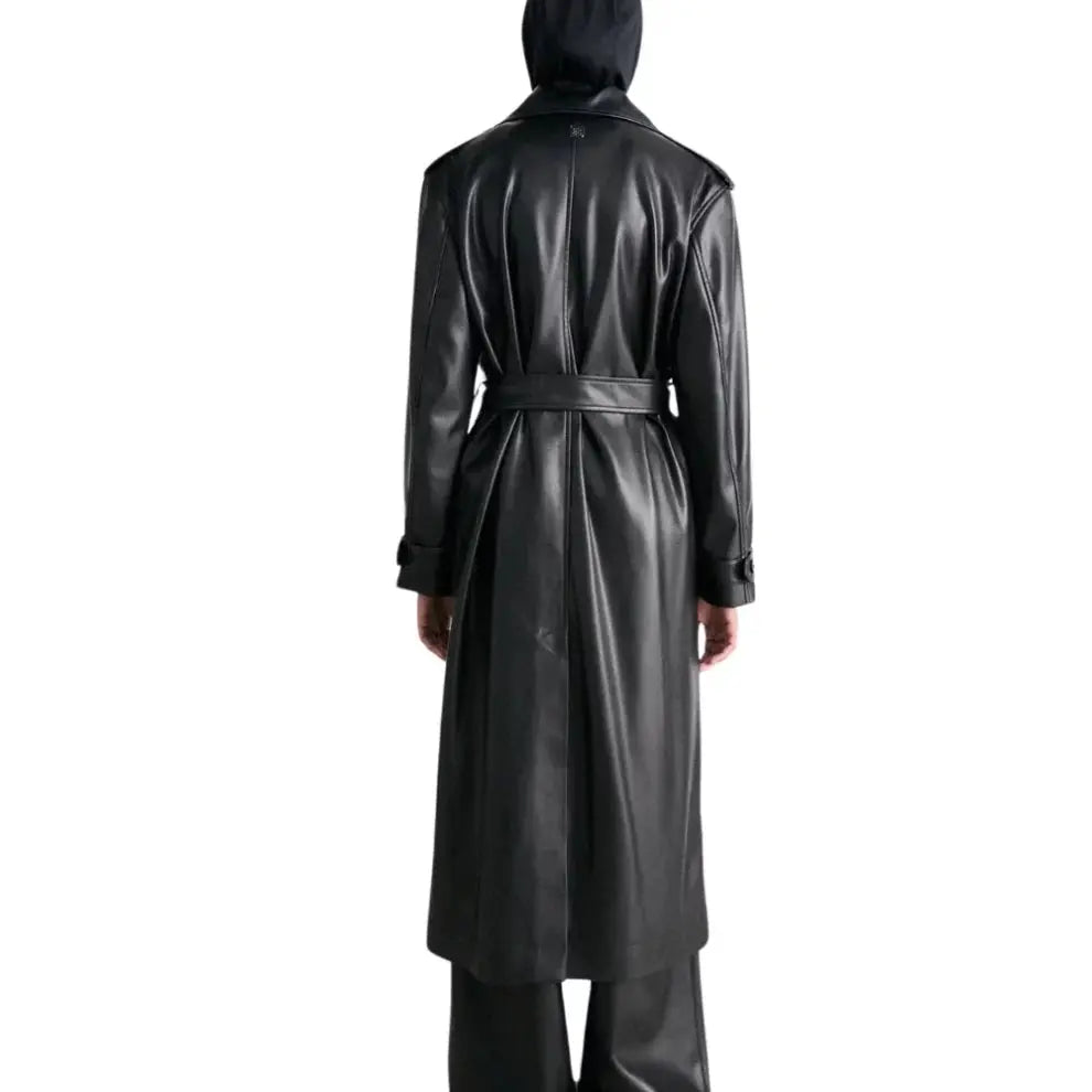 Women's Black Leather Trench Coat LUXE LEATHER